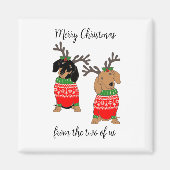 Vrolijk kerstfeest twee uitgedoste teckels magneet (Voorkant)