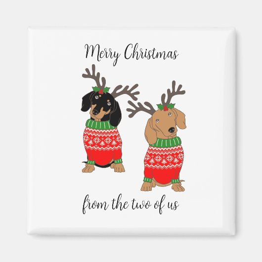 Vrolijk kerstfeest twee uitgedoste teckels magneet (Voorkant)