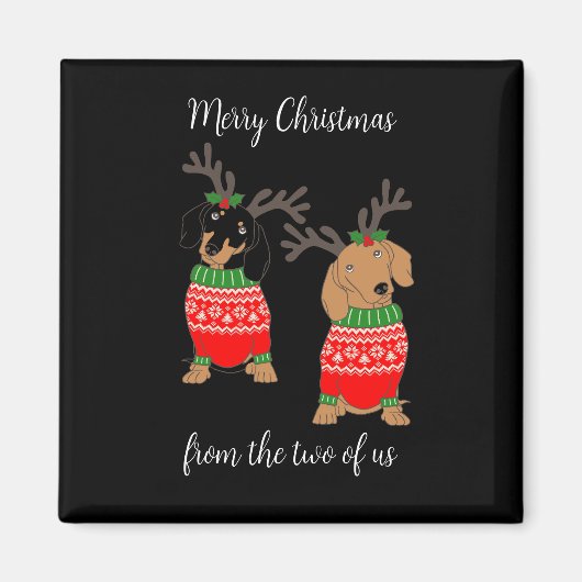 Vrolijk kerstfeest twee uitgedoste teckels magneet (Voorkant)