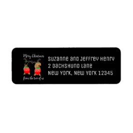 Vrolijk kerstfeest twee uitgedoste teckels vakanti etiket