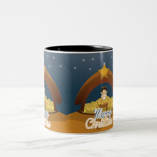 Vrolijk kerstfeest tweekleurige koffiemok (Center)