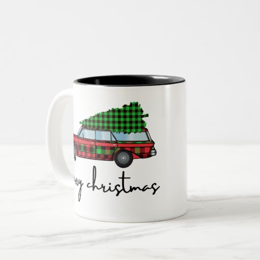 Vrolijk kerstfeest tweekleurige koffiemok (Voorkant links)