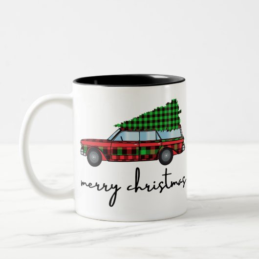 Vrolijk kerstfeest tweekleurige koffiemok (Links)