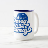 Vrolijk kerstfeest tweekleurige koffiemok (Voorkant rechts)