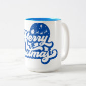 Vrolijk kerstfeest tweekleurige koffiemok (Voorkant rechts)