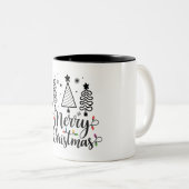 vrolijk kerstfeest tweekleurige koffiemok (Voorkant rechts)