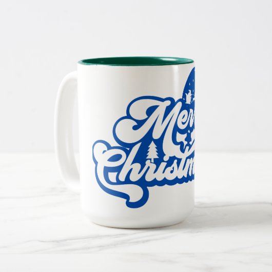 Vrolijk kerstfeest tweekleurige koffiemok (Voorkant links)
