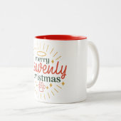 Vrolijk kerstfeest tweekleurige koffiemok (Voorkant rechts)