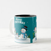 Vrolijk kerstfeest tweekleurige koffiemok (Voorkant links)