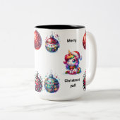 Vrolijk kerstfeest tweekleurige koffiemok (Voorkant rechts)
