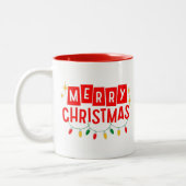 Vrolijk kerstfeest tweekleurige koffiemok (Links)