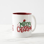 Vrolijk kerstfeest tweekleurige koffiemok (Voorkant rechts)
