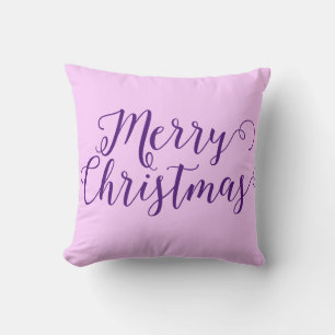 Vrolijk kerstfeest Tweetonige Paarse kerst Kussen