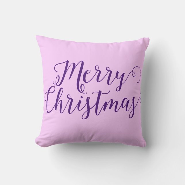Vrolijk kerstfeest Tweetonige Paarse kerst Kussen (Voorkant)