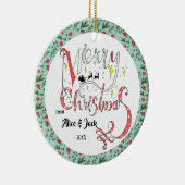 Vrolijk kerstfeest Typografie Editable text Kerstm Keramisch Ornament (Rechts)