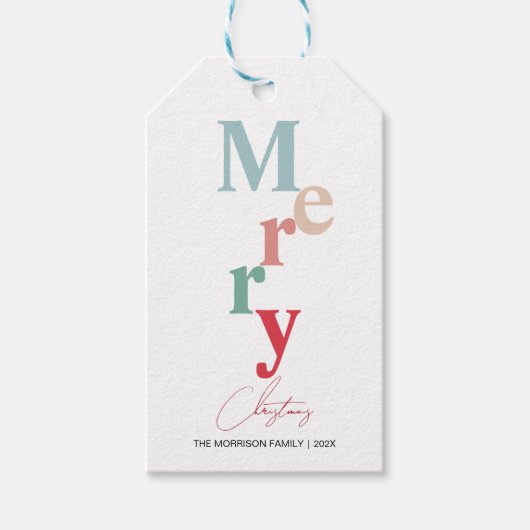 Vrolijk Kerstfeest typografie eenvoudige lichte kl Cadeaulabel (Voorkant)