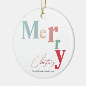 Vrolijk Kerstfeest typografie eenvoudige lichte kl Keramisch Ornament (Links)