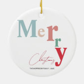 Vrolijk Kerstfeest typografie eenvoudige lichte kl Keramisch Ornament (Achterkant)
