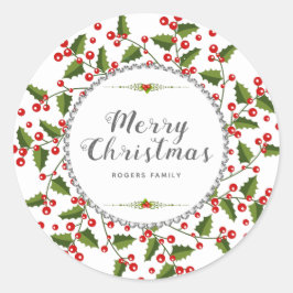 Vrolijk kerstfeest Typografie en kerstmis Ronde Sticker
