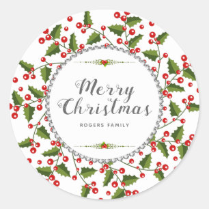 Vrolijk kerstfeest Typografie en kerstmis Ronde Sticker