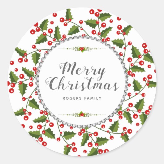Vrolijk kerstfeest Typografie en kerstmis Ronde Sticker (Voorkant)