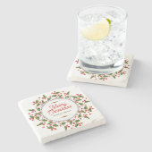 Vrolijk kerstfeest Typografie en kerstmis Stenen Onderzetter (Zijkant)