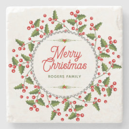 Vrolijk kerstfeest Typografie en kerstmis Stenen Onderzetter