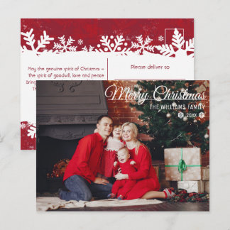 Vrolijk kerstfeest Typografie Familie PHOTO wenst  Briefkaart