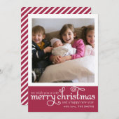 Vrolijk kerstfeest Typografie Foto Kerstmis Kaart (Voorkant / Achterkant)