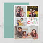 Vrolijk Kerstfeest Typografie Fotocollage Modern Feestdagenkaart (Voorkant / Achterkant)