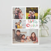 Vrolijk Kerstfeest Typografie Fotocollage Modern Feestdagenkaart (Staand voorkant)