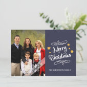 Vrolijk Kerstfeest Typografie Gepersonaliseerde Fo Feestdagenkaart (Staand voorkant)