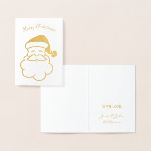 Vrolijk kerstfeest Typografie Gold Foil Santa Clau Folie Kaarten