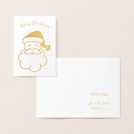 Vrolijk kerstfeest Typografie Gold Foil Santa Clau Folie Kaarten (Display)