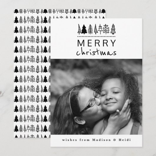 Vrolijk kerstfeest Typografie Moderne foto Feestdagenkaart (Voorkant / Achterkant)