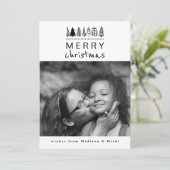 Vrolijk kerstfeest Typografie Moderne foto Feestdagenkaart (Staand voorkant)