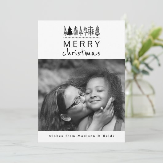 Vrolijk kerstfeest Typografie Moderne foto Feestdagenkaart (Staand voorkant)