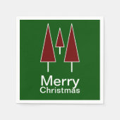Vrolijk kerstfeest Typografie Red Green Pine Trees Servet (Voorkant)