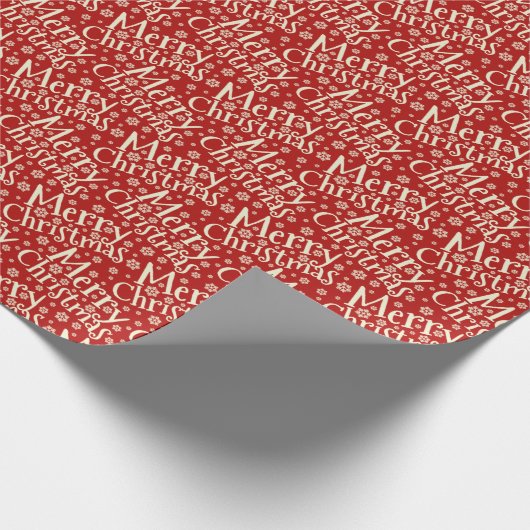 Vrolijk kerstfeest Typografie Rood en Wit Cadeaupapier (Hoek)