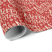 Vrolijk kerstfeest Typografie Rood en Wit Cadeaupapier (Rol Hoek)