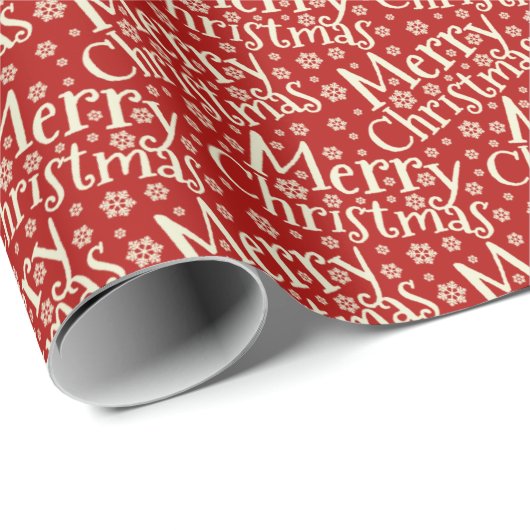Vrolijk kerstfeest Typografie Rood en Wit Cadeaupapier (Rol Hoek)