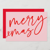 Vrolijk kerstfeest Typografie Rood & Roze feestdag (Voorkant / Achterkant)