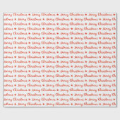 Vrolijk Kerstfeest Typografie Rood Wit Patroon Cadeaupapier (Vlak)