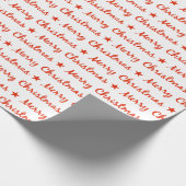 Vrolijk Kerstfeest Typografie Rood Wit Patroon Cadeaupapier (Hoek)
