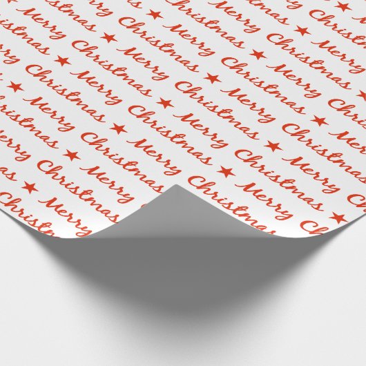 Vrolijk Kerstfeest Typografie Rood Wit Patroon Cadeaupapier (Hoek)