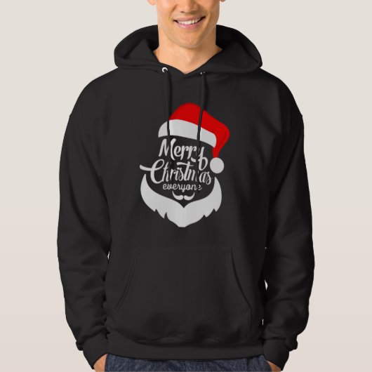 Vrolijk Kerstfeest Typografie Sinterklaas Pet T-sh Hoodie (Voorkant)
