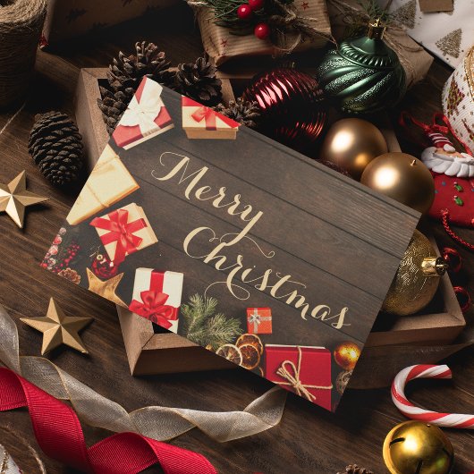 Vrolijk Kerstfeest Typografie Vintage Zaken Bedankkaart