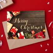 Vrolijk Kerstfeest Typografie Vintage Zaken Bedankkaart