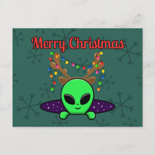"Vrolijk kerstfeest" UFO Alien Briefkaart