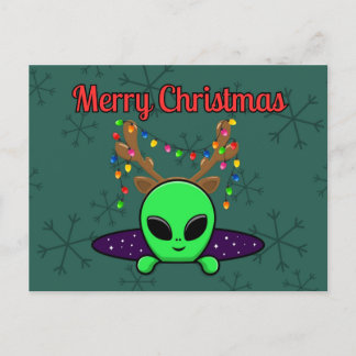 "Vrolijk kerstfeest" UFO Alien Briefkaart